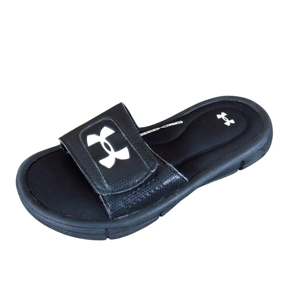Under Armour Ignite‎ V Boys Slide Sandals Size 11K Athletic Pool Black White